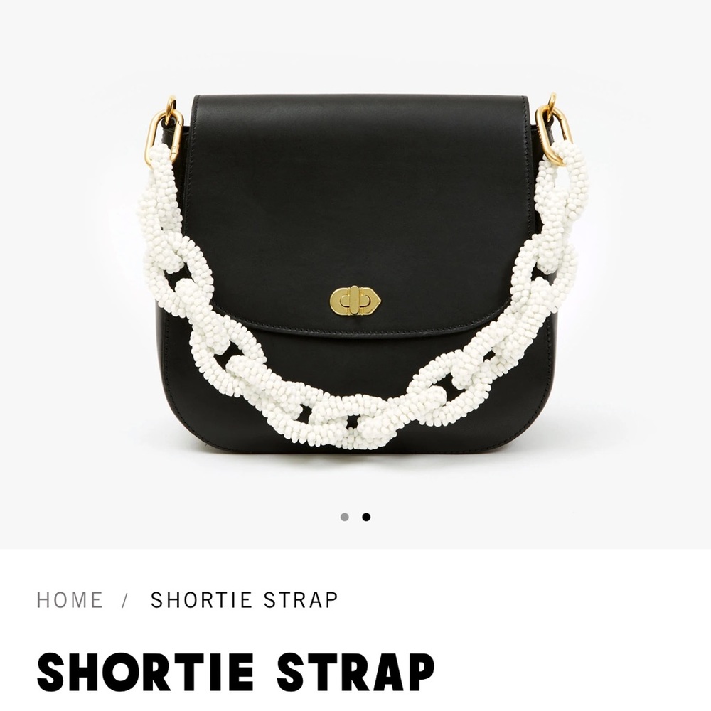 CLARE V White Seed Bead Shortie Strap BN